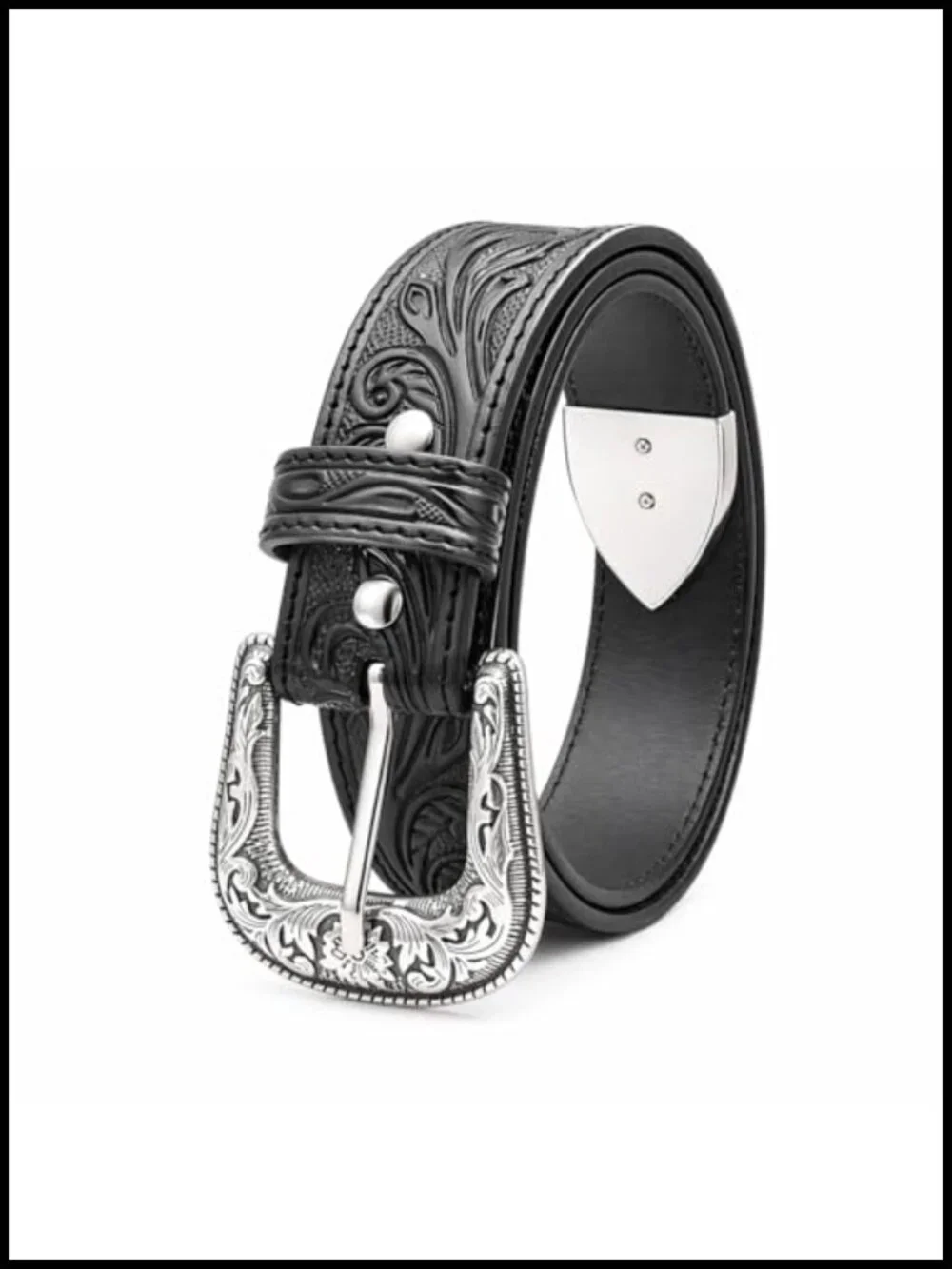 Hand Tooled Western Leather Belt Men Changeable Buckle Cowboy Belt